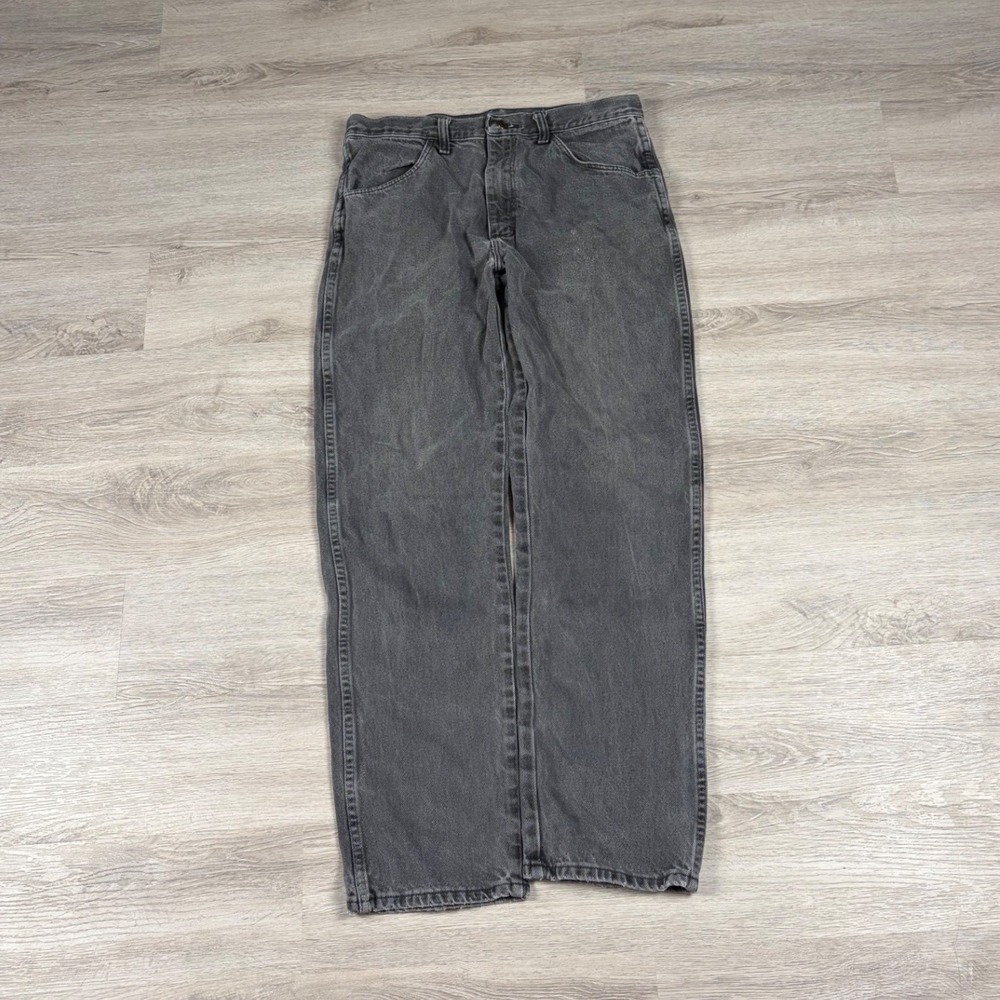 Rustler Jeans Mens 33x32 Dark-wash Gray Straight Leg Cotton Denim Workwear Pants